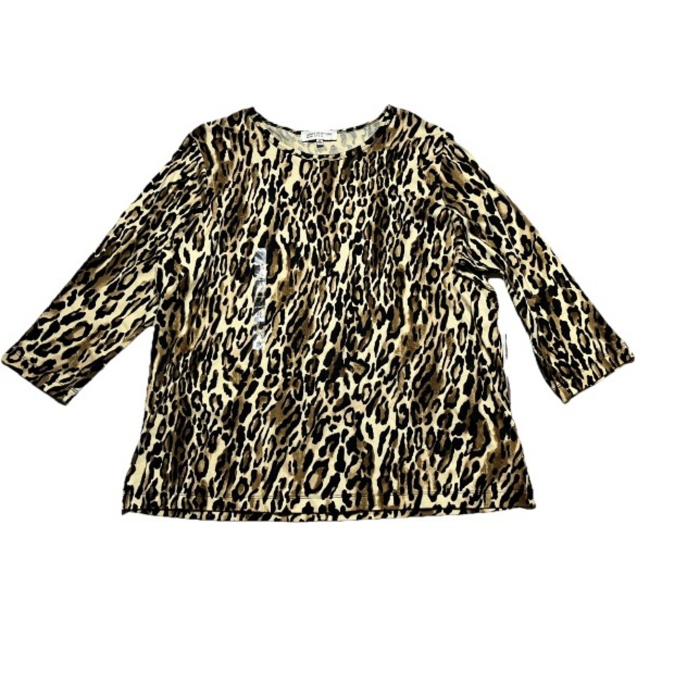 Jones New York Long Sleeve Beige Brown and Black 3/4 Top size 2XL Brand New.
